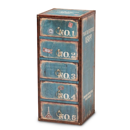 Baxton Studio Alba Blue Finished Wood 5-Drawer Accent Storage Chest 164-10656